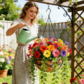 Rolanrosa indoor decor hanging basket adds classic touch.