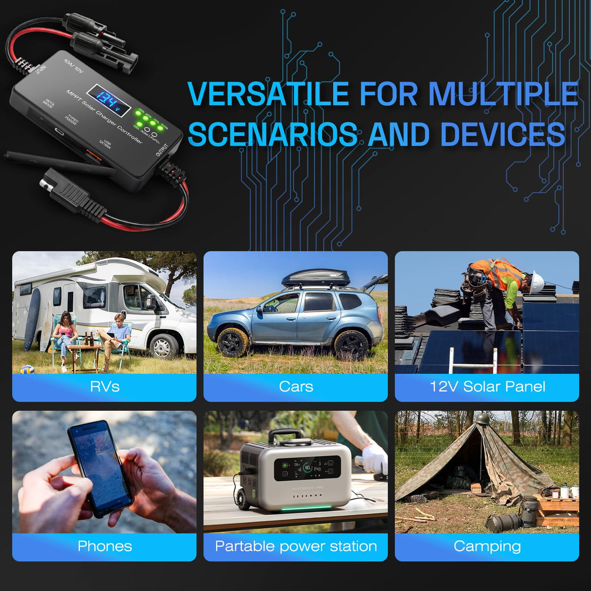Rolokit controller regulates LiFePO4 and AGM chemistries for versatile 12V systems.