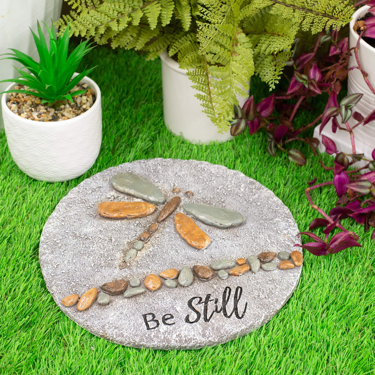 Roman Dragonfly Stepping Stone guides paths with weather-resistant outdoor appeal