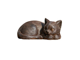 Roman Garden bronze sleeping cat statue, front view, ideal outdoor decor.