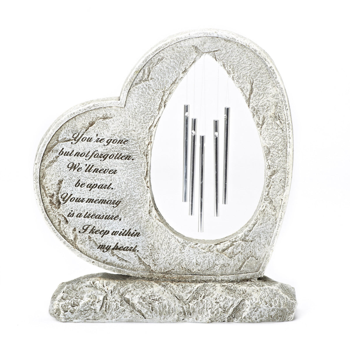 Roman memory heart chime figurine for indoor or outdoor memorial display.