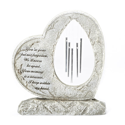 Roman memory heart chime figurine for indoor or outdoor memorial display.