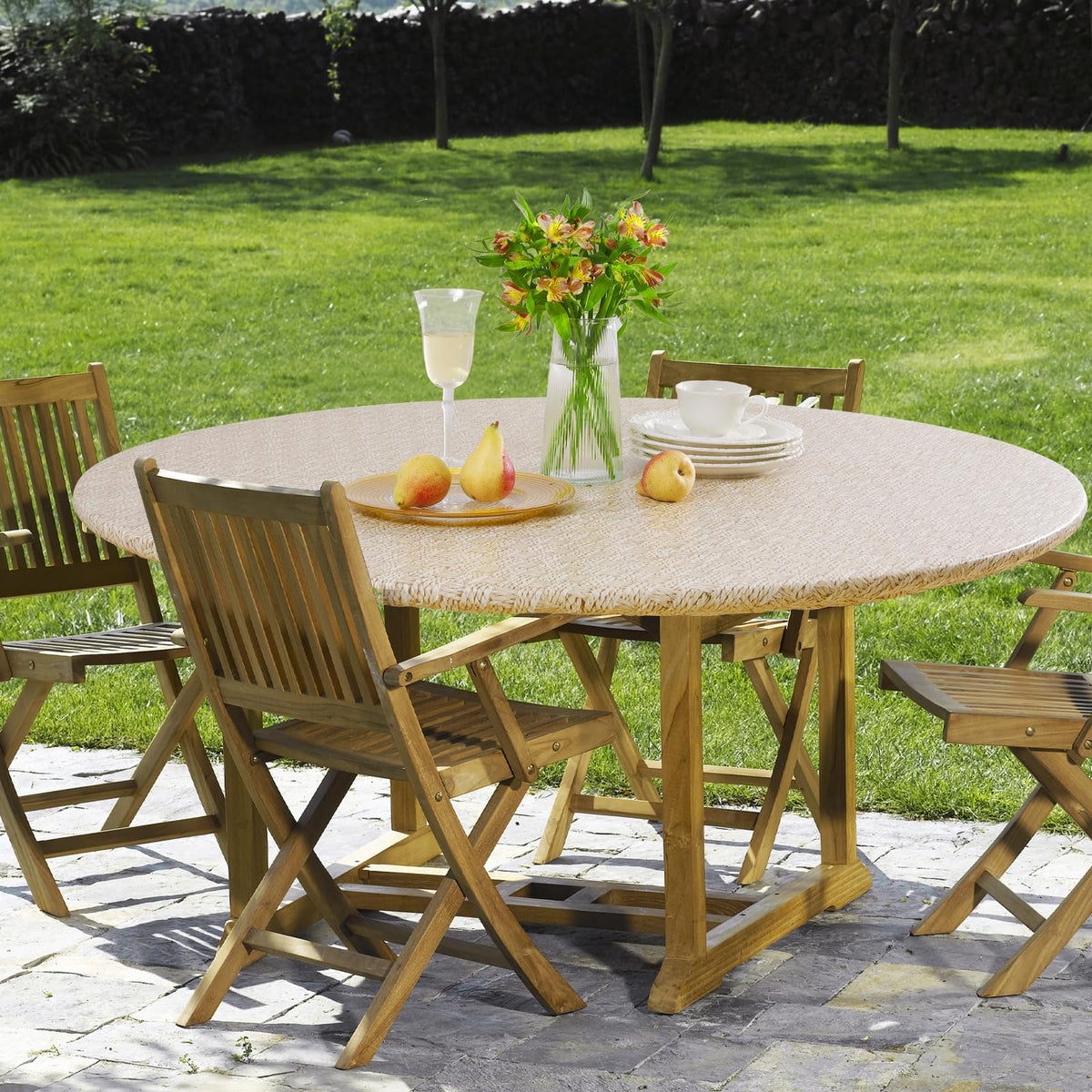 Romanstile wipe-clean tablecloth for quick cleanup after meals