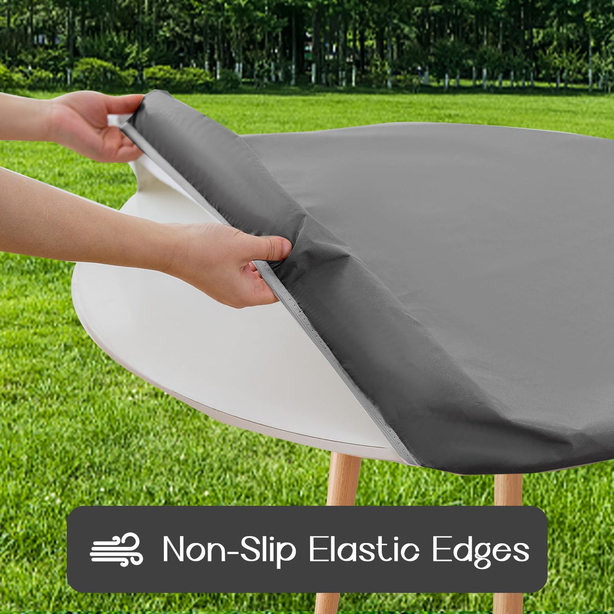 Romanstile elastic edge with flannel backing ensures a stable, no-slip surface.
