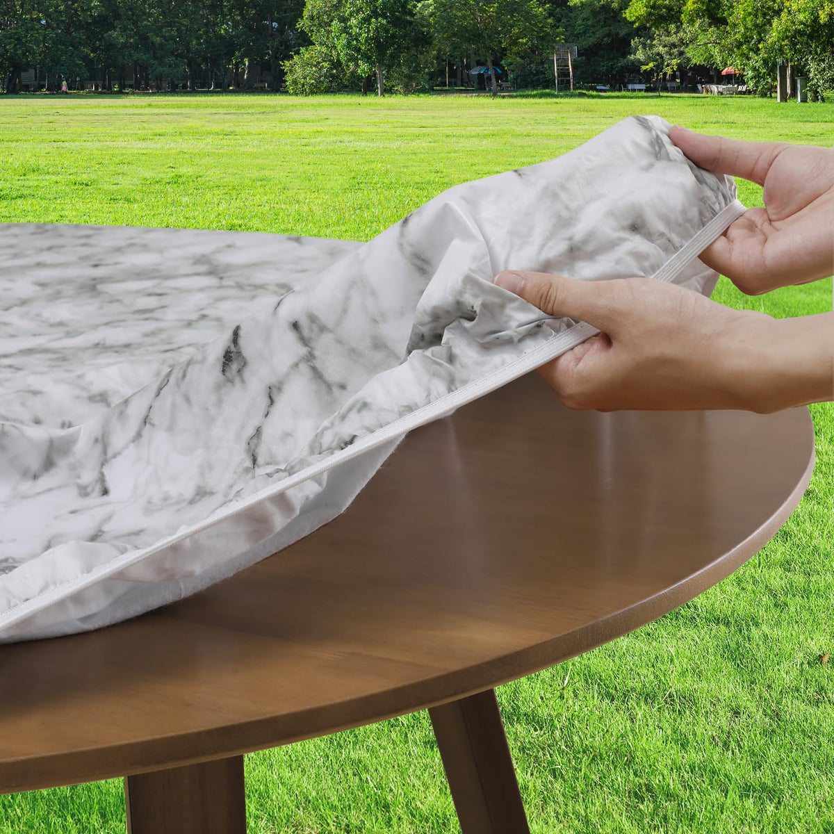 Romanstile waterproof material protecting table surfaces during spills