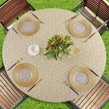 Romanstile round vinyl tablecloth with elastic edge for stable dining
