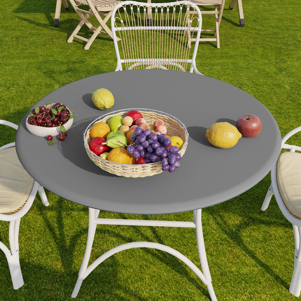 Romanstile wipeable design allows quick cleanup after outdoor meals.