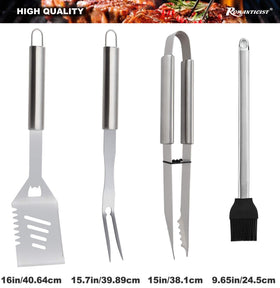 ROMANTICIST 20pc BBQ kit close-up highlighting stainless steel utensils