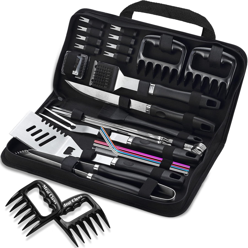 ROMANTICIST 27pcs heavy duty grill tools set ready for outdoor grilling