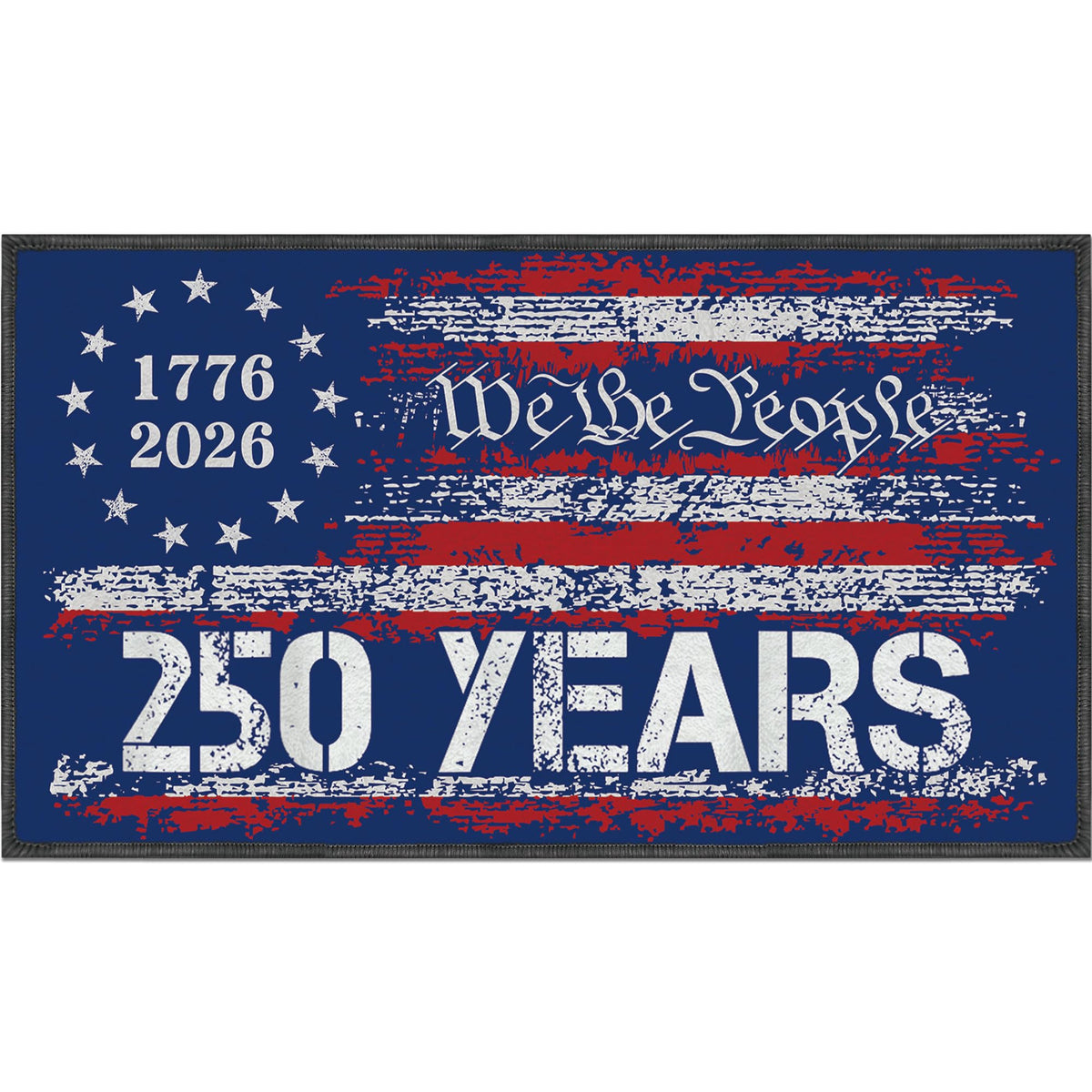 Romart 250th Anniversary doormat, front view, boosts curb appeal for patriotic entrances.