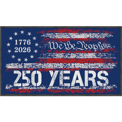 Romart 250th Anniversary doormat, front view, boosts curb appeal for patriotic entrances.
