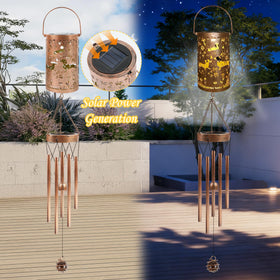Romart Dachshund wind chime shown with hanging hook for easy placement.