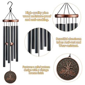 Romart deep-tone wind chime tubes create soothing sounds in light breeze