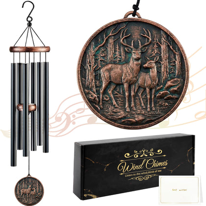 Romart deer wind chimes with 3D relief for tranquil outdoor ambiance