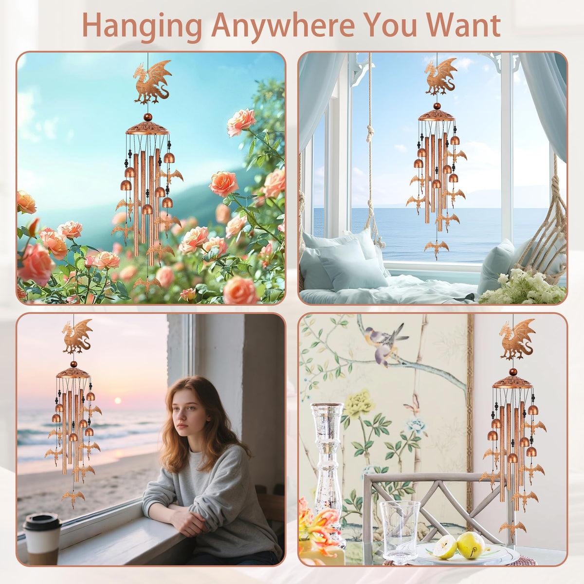 Romart outdoor wind chime emits clear, calming melodies in breezy yards.