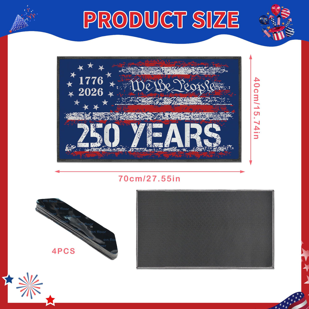 Romart We The People design, distressed flag detail, ideal for 4th of July gatherings.