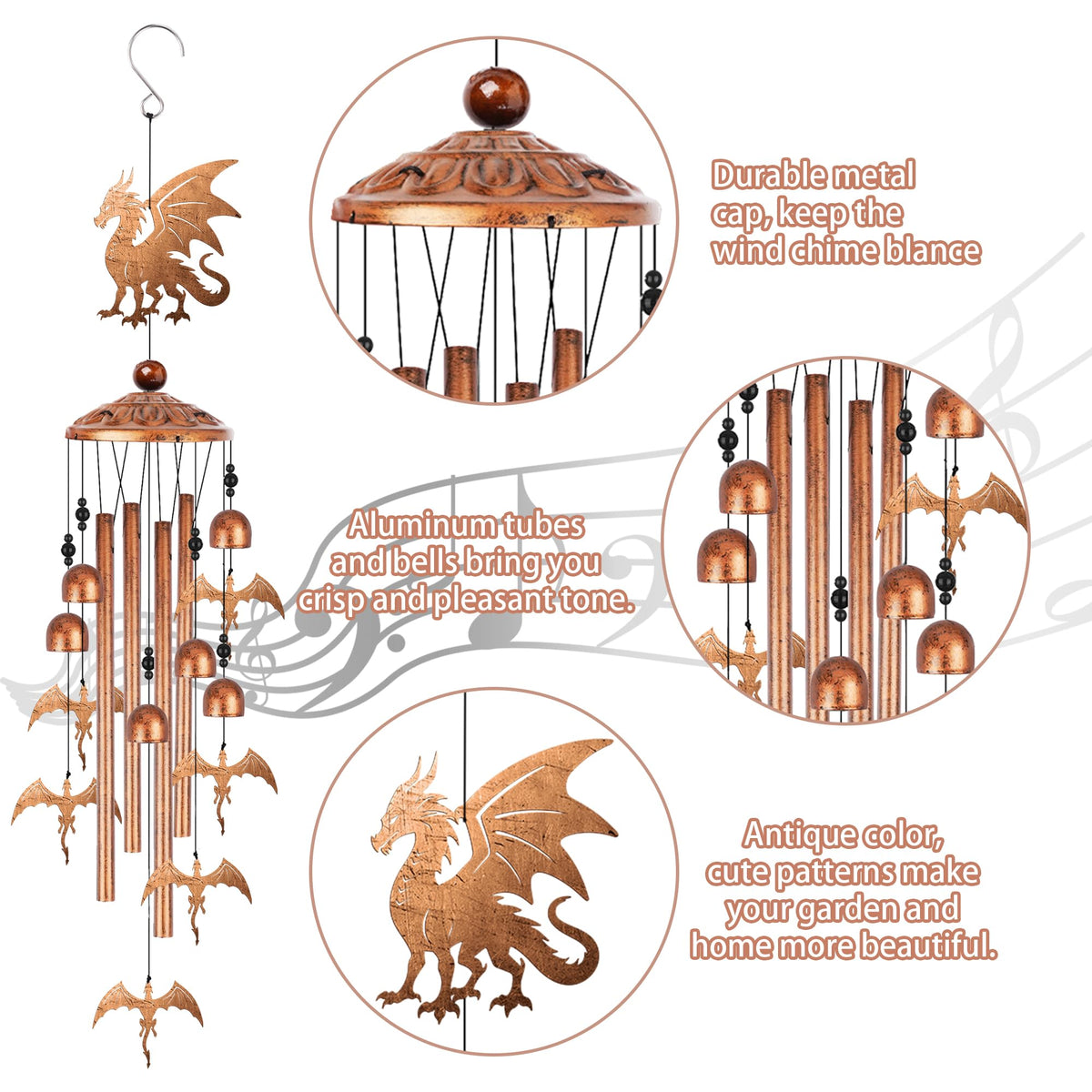 Romart wind chime for patio garden adds soothing tones to outdoor spaces.