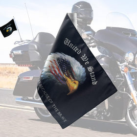 ROMASO motorcycle eagle flag 6x9 back view showing UV-coated material and colorfast appeal.