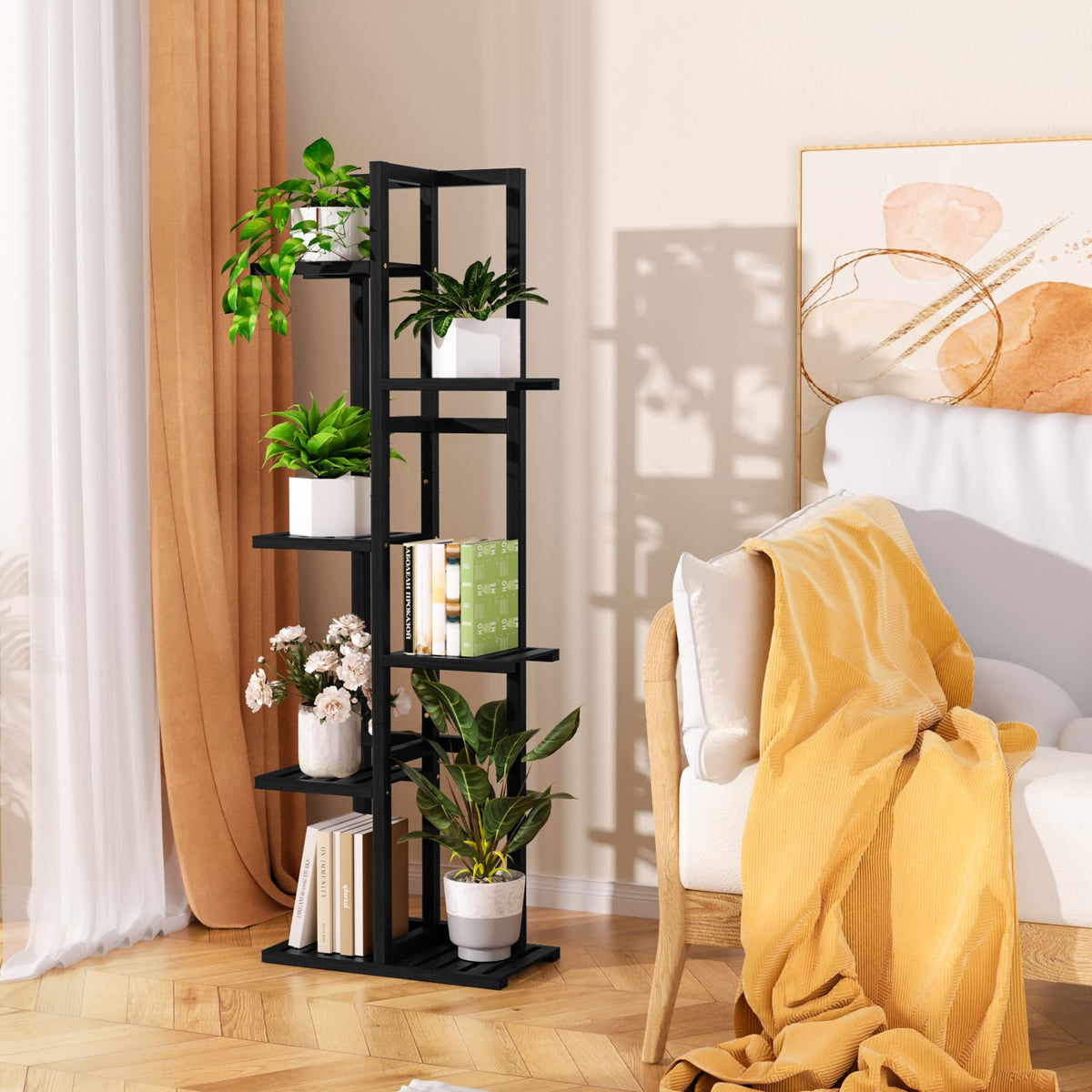 ROMGUAR CRAFT versatile stand for plants, books, and decor in any room.