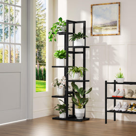 ROMGUAR CRAFT vertical bamboo shelf for easy indoor plant organization.