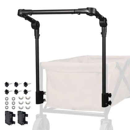 ROMILTON adjustable wagon push handle extended for easy steering on uneven terrain.