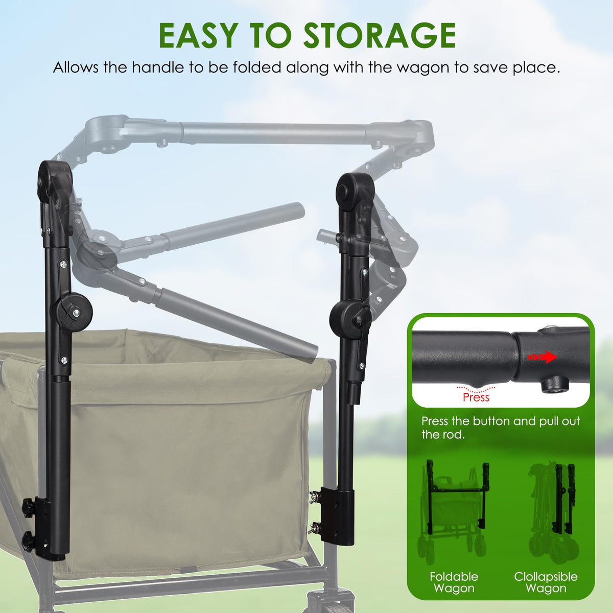 ROMILTON wagon-storage-area offers convenient space for essentials on picnics.