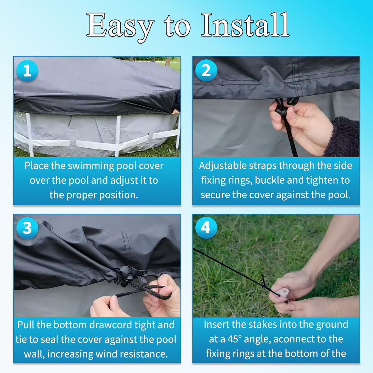 ROMIVO size options include 6–18 ft for round pools and inflatables.