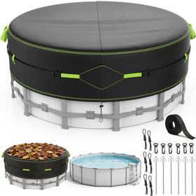 ROMIVO 14ft round pool cover with windproof design protects the pool during storms