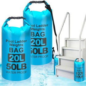ROMIVO 50lb pool ladder weights securing above-ground ladders for steady entry.