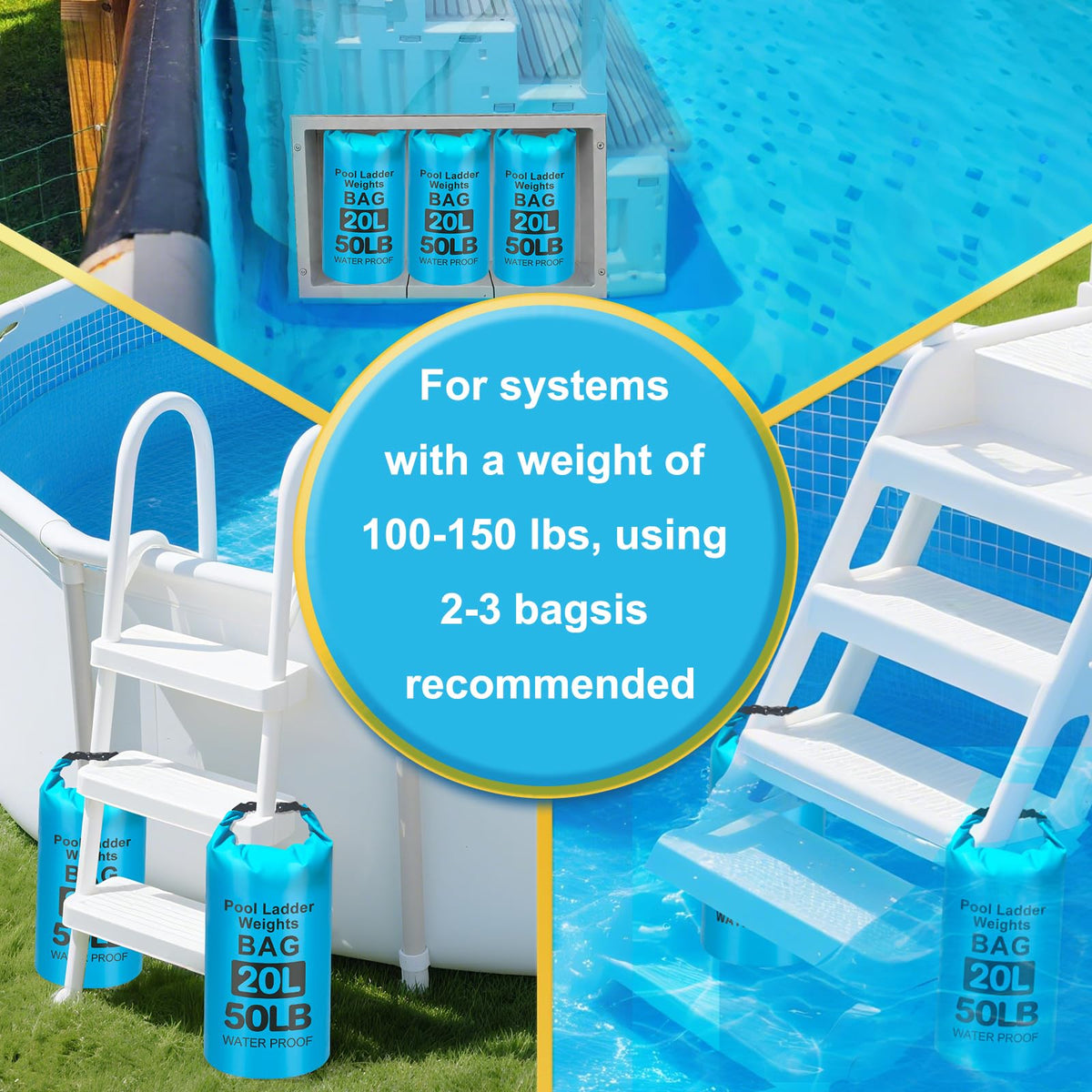 ROMIVO foldable sand bags store compactly when not in use after pool season.