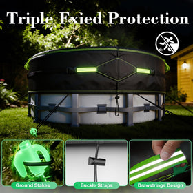 ROMIVO pool cover with triple windproof system stays secure in strong winds