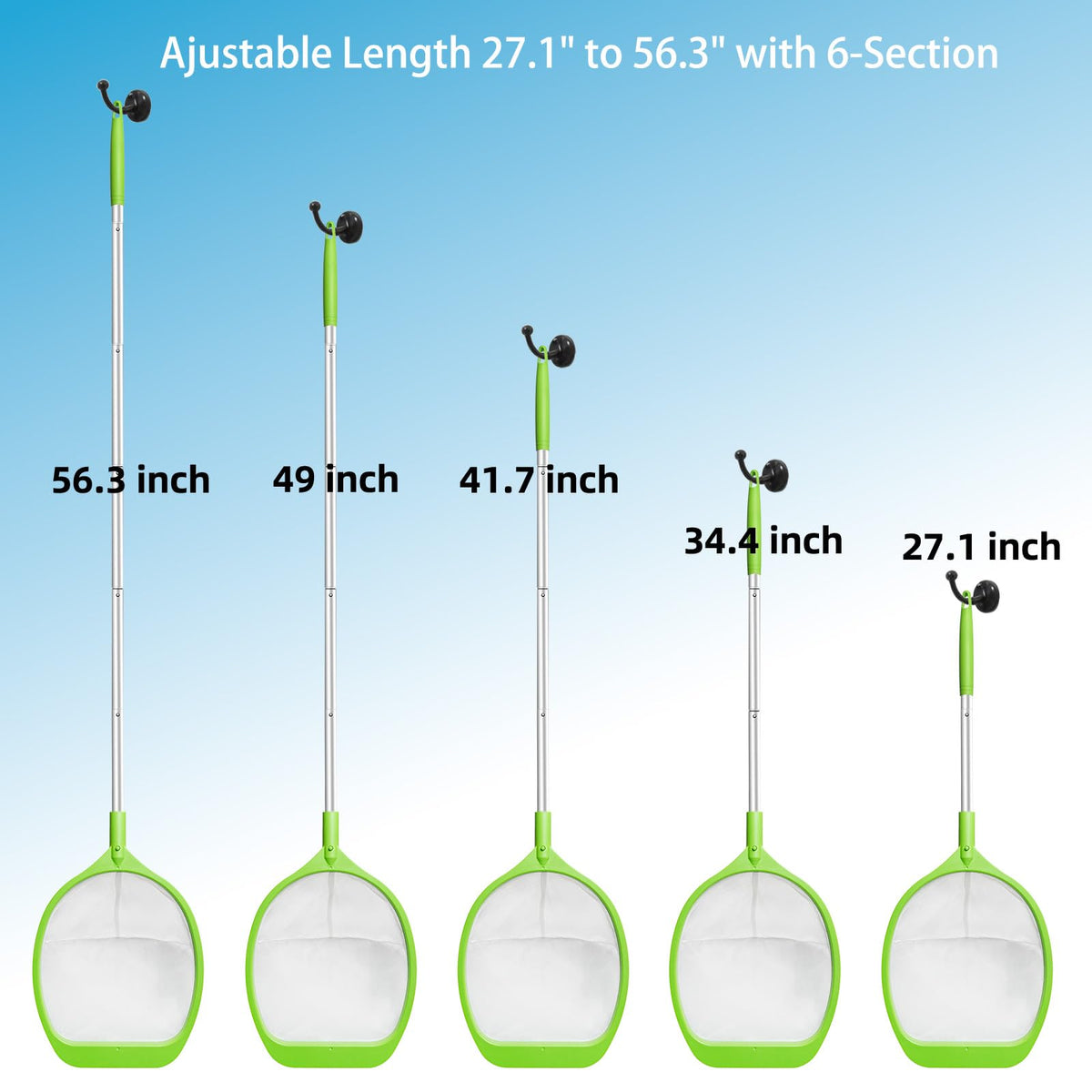ROMIVO pool skimmer adjustable length from compact to full reach.