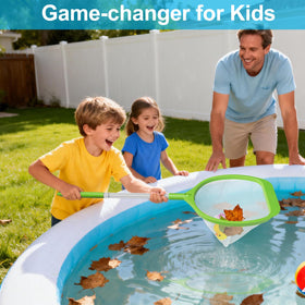 ROMIVO pool skimmer ultra-fine mesh traps tiny debris and pollen.