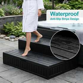 ROMIVO slip-resistant tread texture for safe wet-footing on spa stairs.