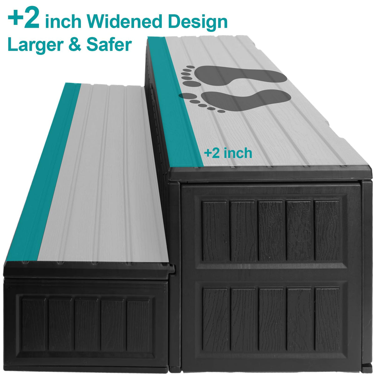 ROMIVO universal fit spa steps adaptable to most hot tubs and decks.