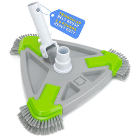 ROMIVO weighted triangular pool head front view showing shape and design for corner cleaning