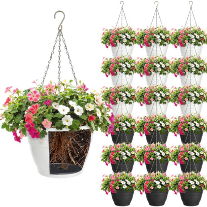 Romooa 20-piece hanging planter set with 9.84-inch diameter for balcony gardening