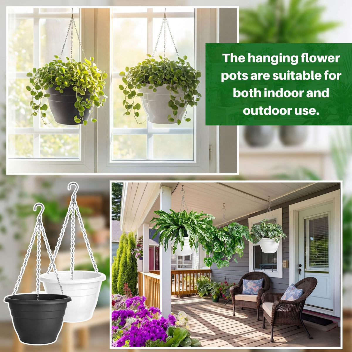 Romooa gray and white hanging planter complements modern decor