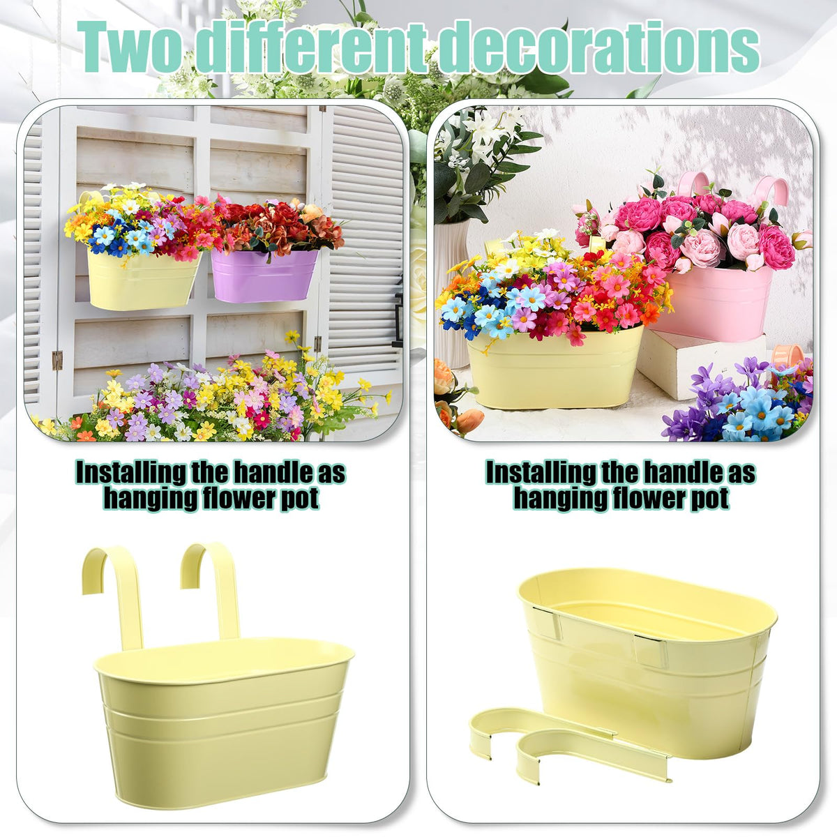 Romooa hanging planter in tender yellow adds sunny balcony accent