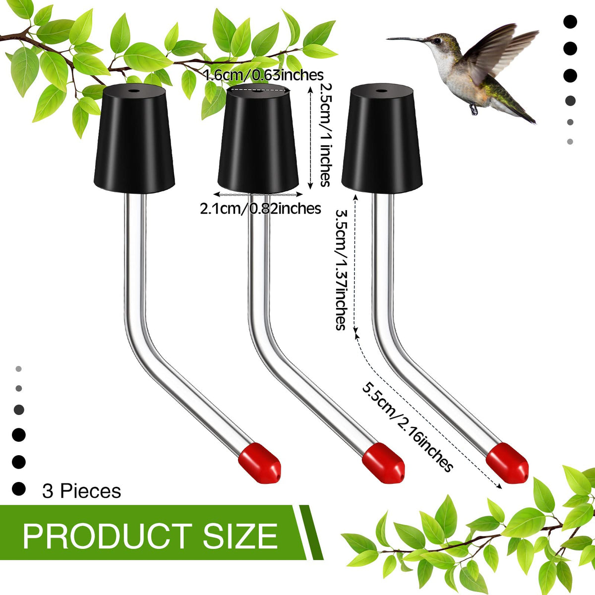 Romooa hummingbird feeder stoppers with red tip provide secure seals and attract birds.