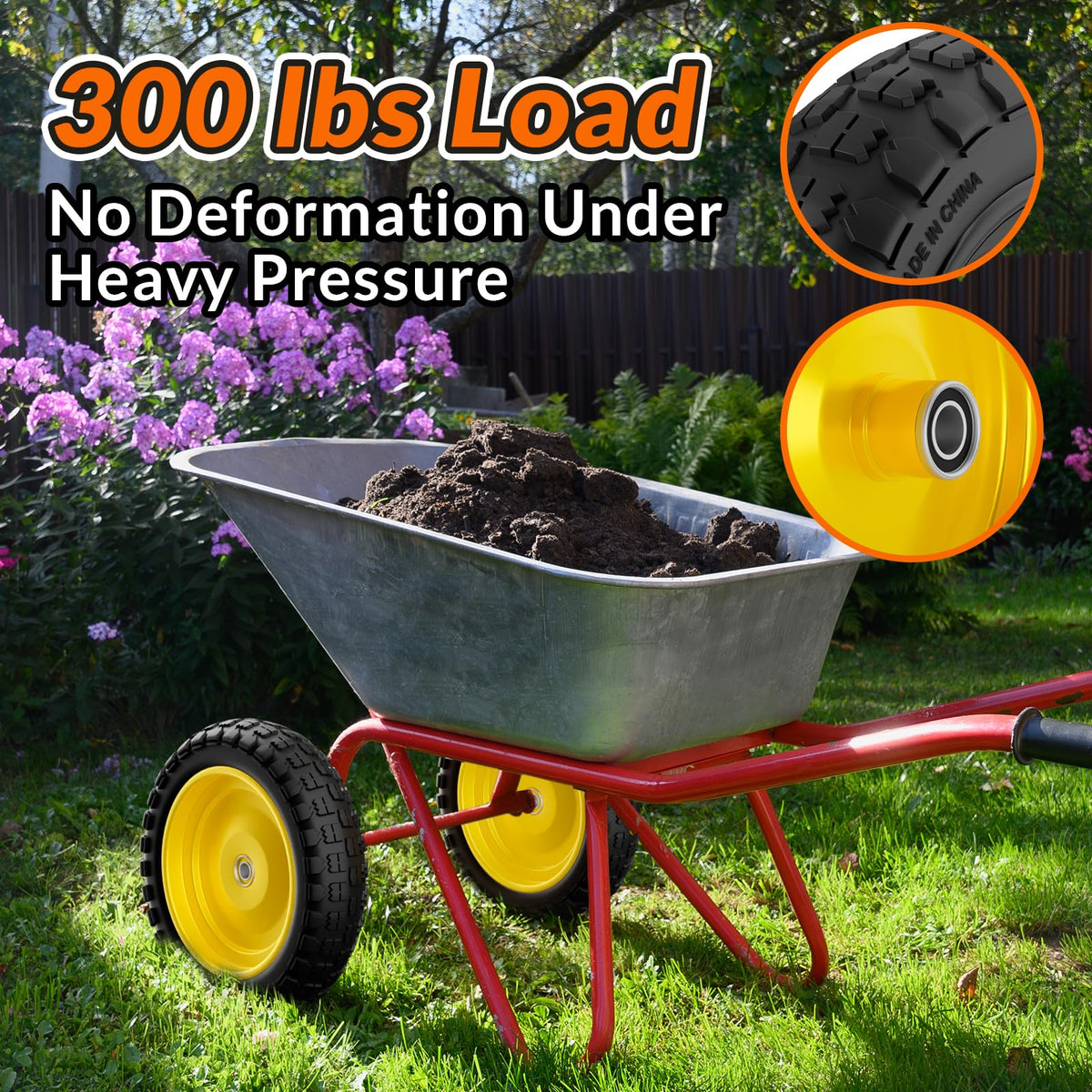 RONPOW flat-free 4.00-6 tire eliminates inflation hassles for wheelbarrows