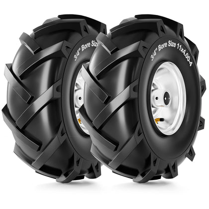RONPOW 11x4.00-4 tire side view highlighting rugged 4-ply construction for tough soil