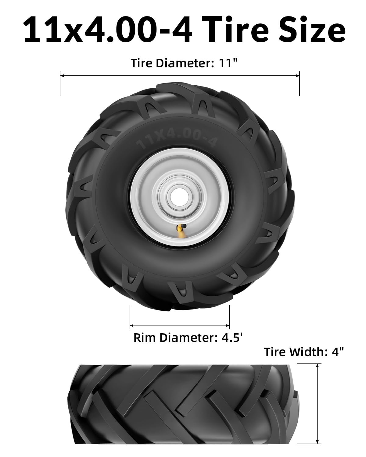 RONPOW tire and wheel assembly with 3/4-inch bore ready for quick installation