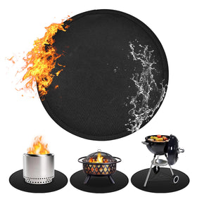 Ronsan 36-inch round fire pit mat under Solo Stove Bonfire protects deck and reduces sparks.