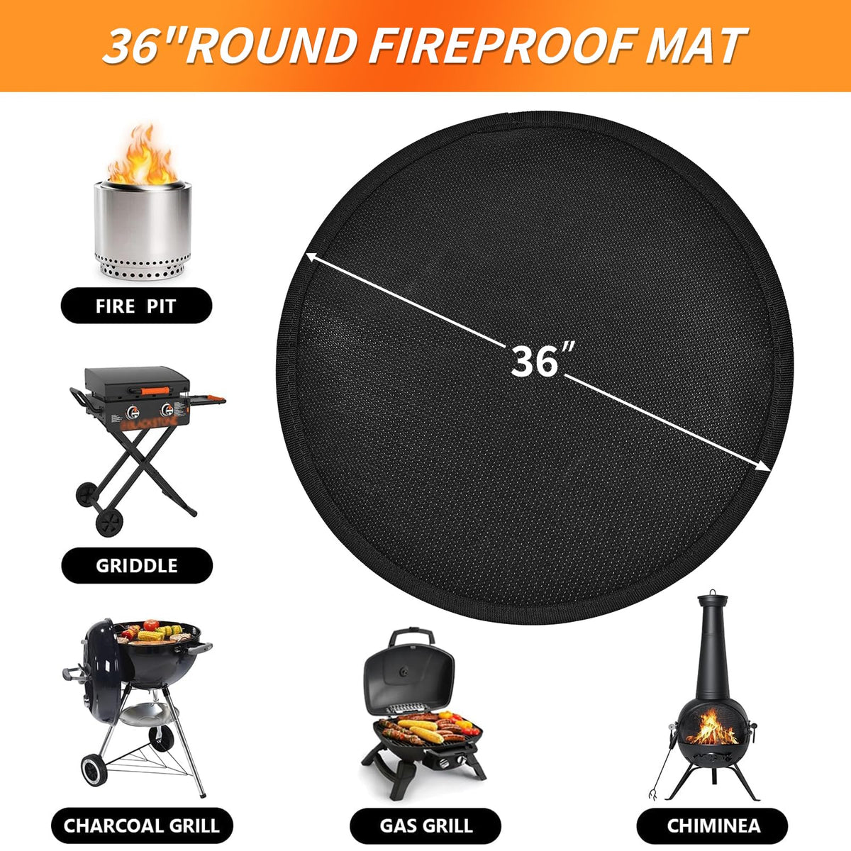 Ronsan fireproof outdoor mat protecting deck, patio, and grass from heat and stains.