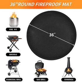 Ronsan fireproof outdoor mat protecting deck, patio, and grass from heat and stains.