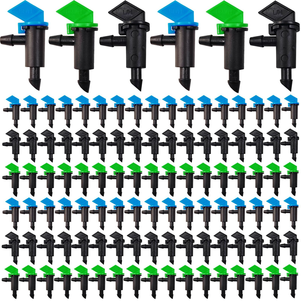 RONYOUNG 1 GPH black flag drippers for precise watering of trees.
