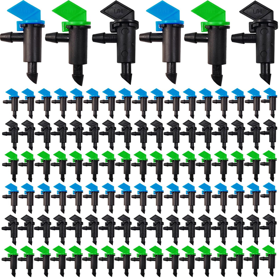 RONYOUNG 1 GPH black flag drippers for precise watering of trees.
