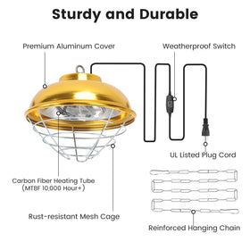 Roodike adjustable hanging height enables precise space heating in any coop
