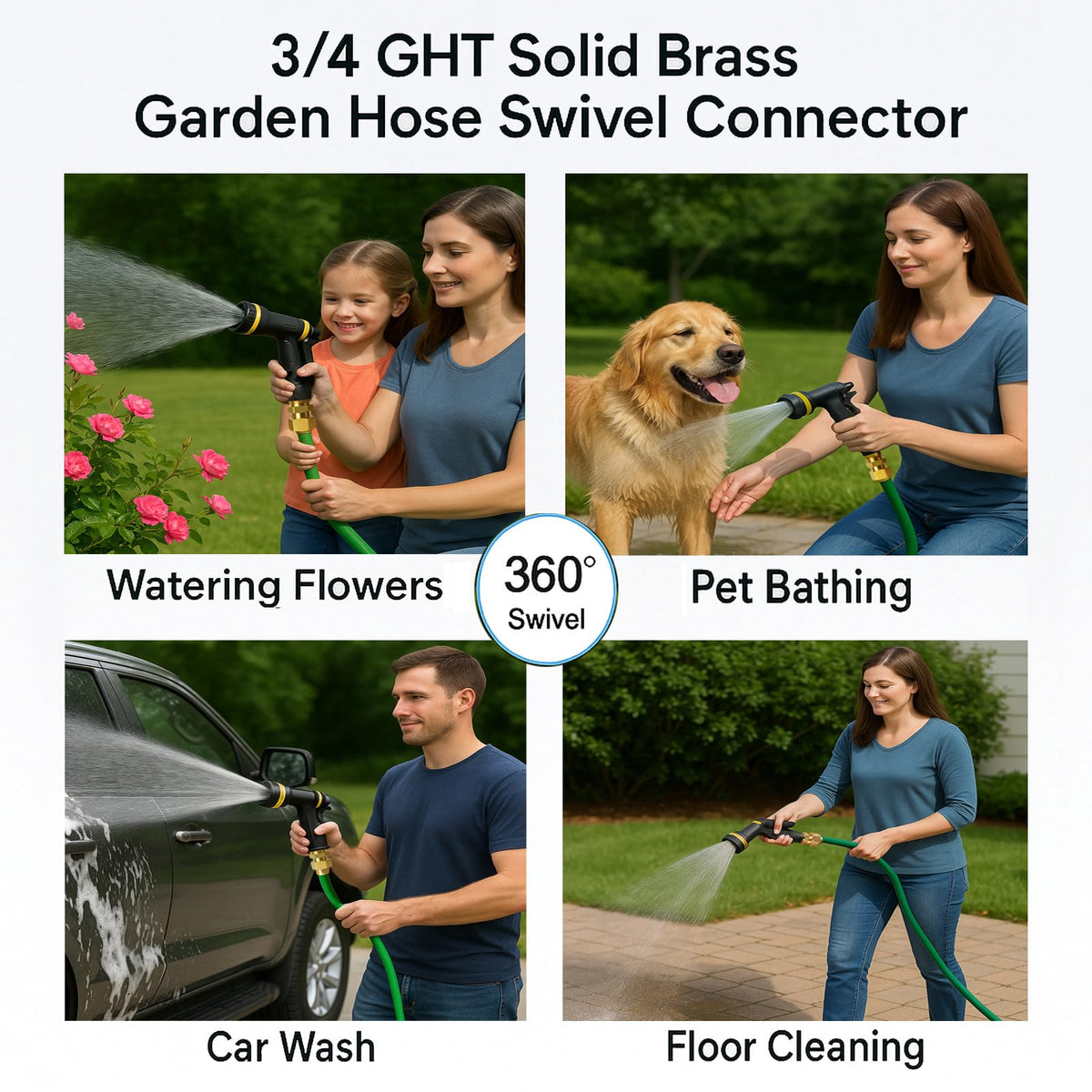 ROOGSIH 3-4 inch GHT connector fits standard hoses for versatile use.